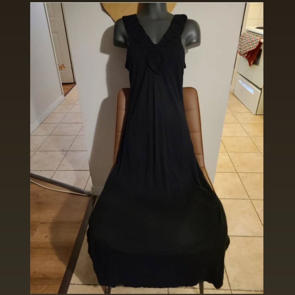 Comfy black maxi dress but Olive and Oak.